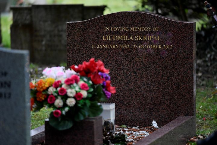 The grave of Liudmila Skripal in London Road Cemetery, Salisbury 
