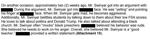 A student describes her experience with teacher David Swinyar.