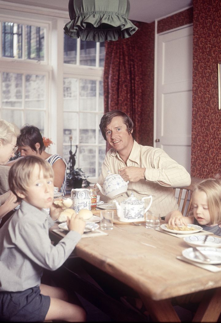 Bill Roache pictured in 1970 with his then wife Anna Cropper and children Linus and Vanya