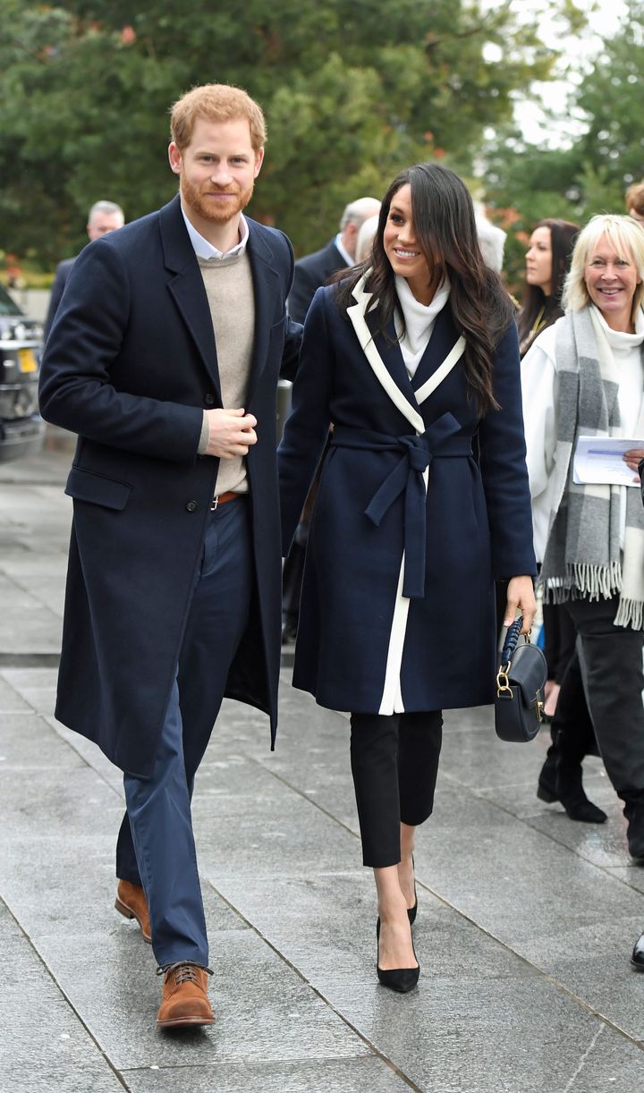 Prince Harry and Meghan Markle on a walkabout during a visit to Millennium Point in Birmingham