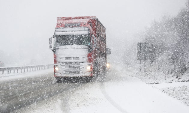 Snow on the A19 in North Yorkshire on Thursday morning