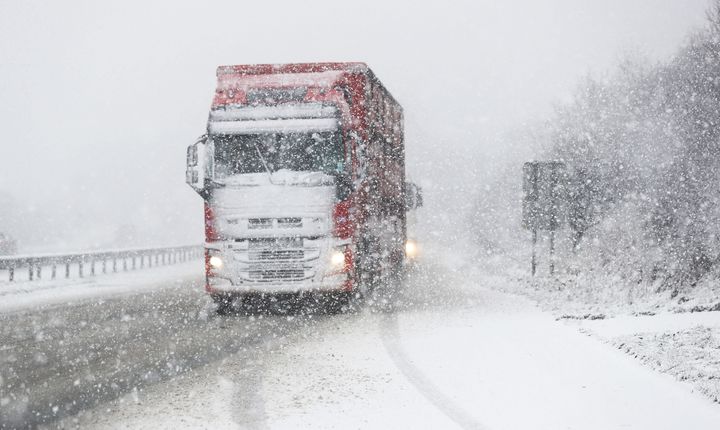 Snow on the A19 in North Yorkshire on Thursday morning 