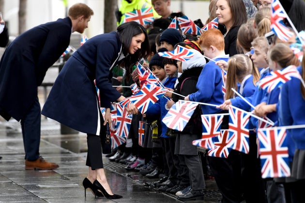 Prince Harry and Meghan Markle meet members of the public during a visit to Millennium Point in Birmingham