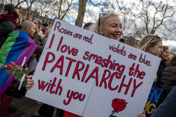 <strong>Women's rights demonstrators in Russell Square.</strong>