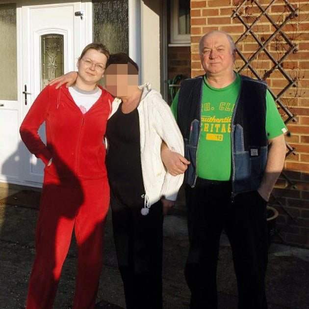 The Skripals outside their family home in Salisbury with an unidentified companion