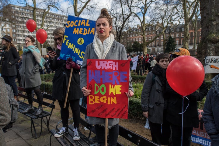 Thousands of women went on strike on International Women's Day.