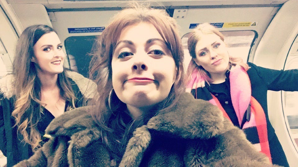 Emily Hennings (centre) and her friends.