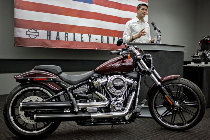 U.S. House Speaker Paul Ryan, a Republican from Wisconsin, speaks during a news conference following a tour of the Harley-Davidson Inc. facility in Menomonee Falls, Wisconsin, U.S., on Monday, Sept. 18, 2017.