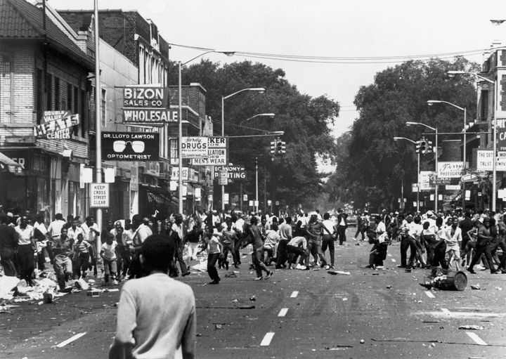 A demonstration in the streets of Detroit in August 1967.