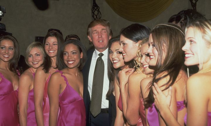 Donald Trump with Miss USA delegates at the 49th Miss USA contest in 2000. 