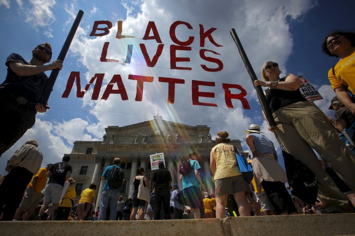 People taking part in the Million People's March Against Police Brutality, Racial Injustice and Economic Inequality in Newark, New Jersey, in July 2015.