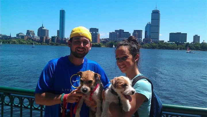 John Baudanza and his wife, Amanda, in 2011 along the Charles River in Cambridge, Massachusetts, three days after John was di