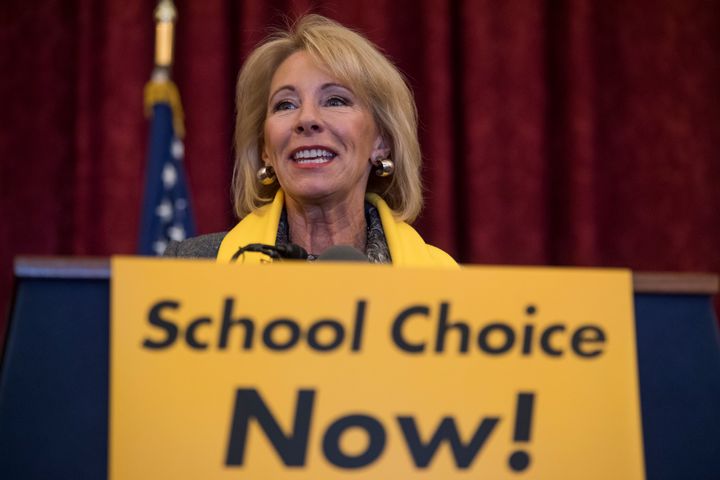 Education Secretary Betsy DeVos during a rally to promote the importance of school choice on Jan. 18 as part of National School Choice Week.