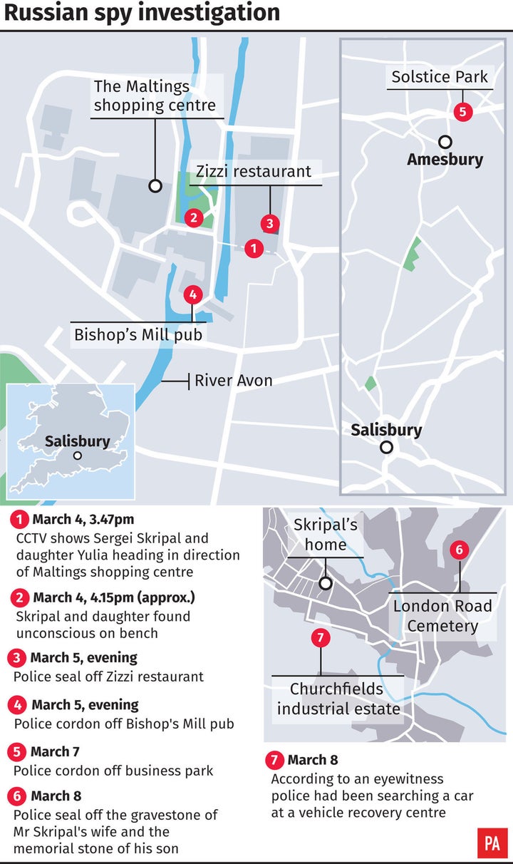 The key locations in the Russian spy investigation 