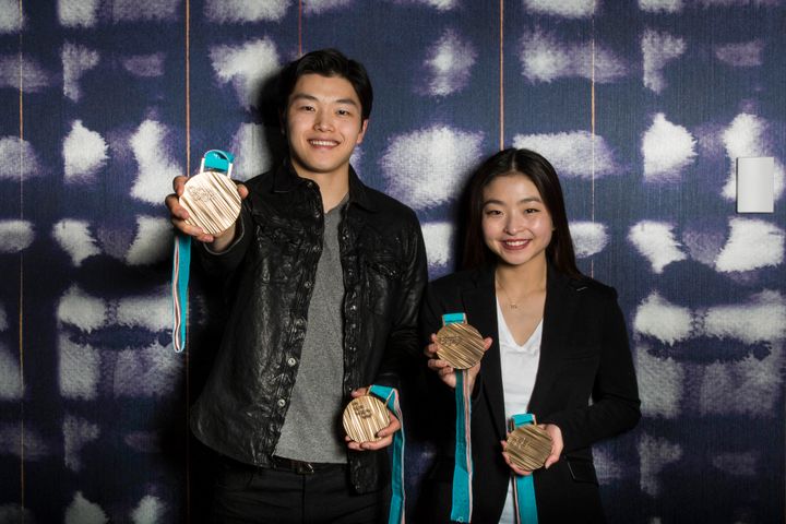 Alex and Maia Shibutani with their bronze medals from the Winter Games in Pyeongchang, South Korea.