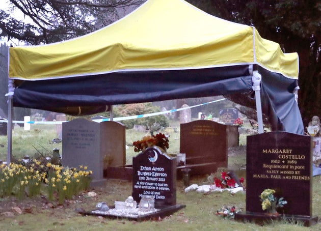 A tent erected over the grave of Skripal's wife at the London Road cemetery