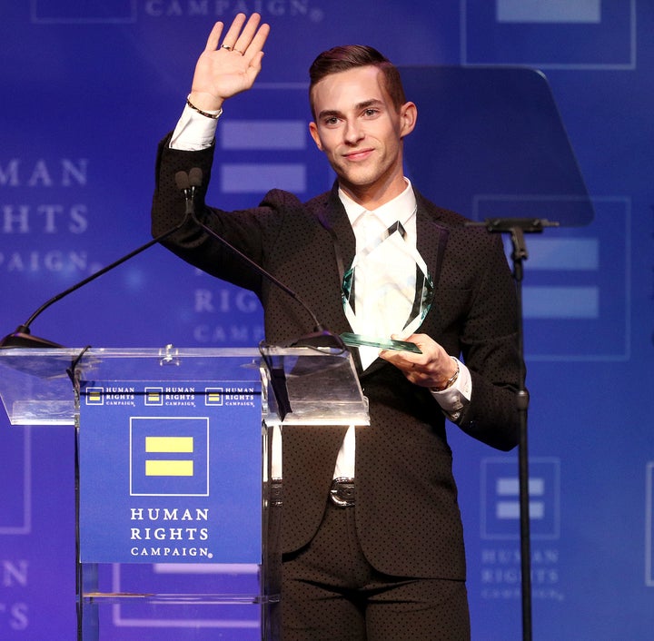 Rippon accepted the Visibility Award at the Human Rights Campaign 2018 Los Angeles Dinner on Saturday.