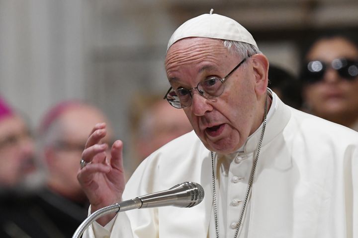 Pope Francis speaks out against "fear" in politics during Sunday's event. 
