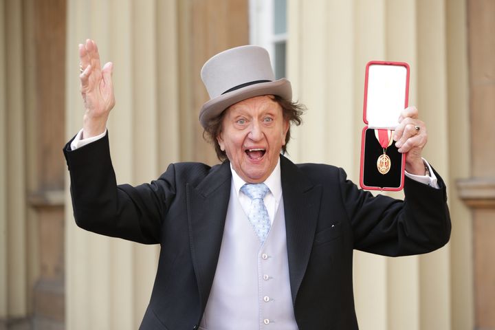Ken Dodd after being knighted by Prince William last year.