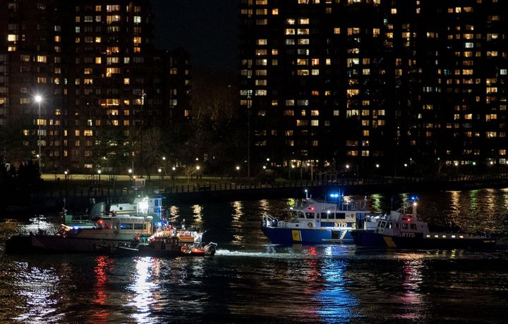 New York Coast Guard boats conducting a search and rescue operation 