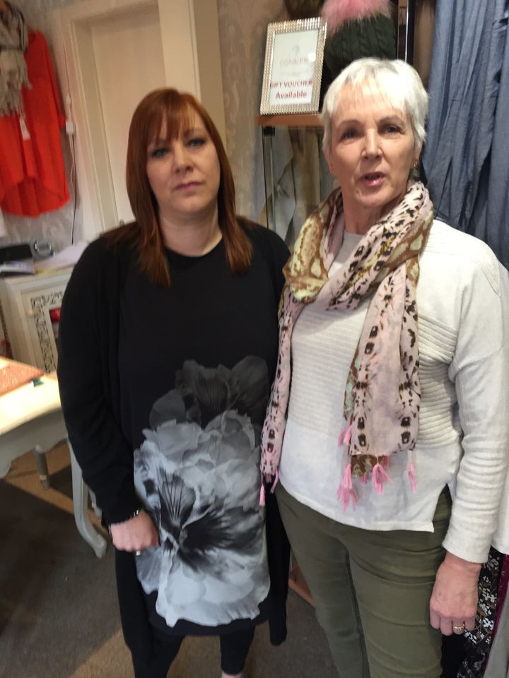 Kate Mills (left) and Sarah Haydon (right) in Haydon's dress shop.