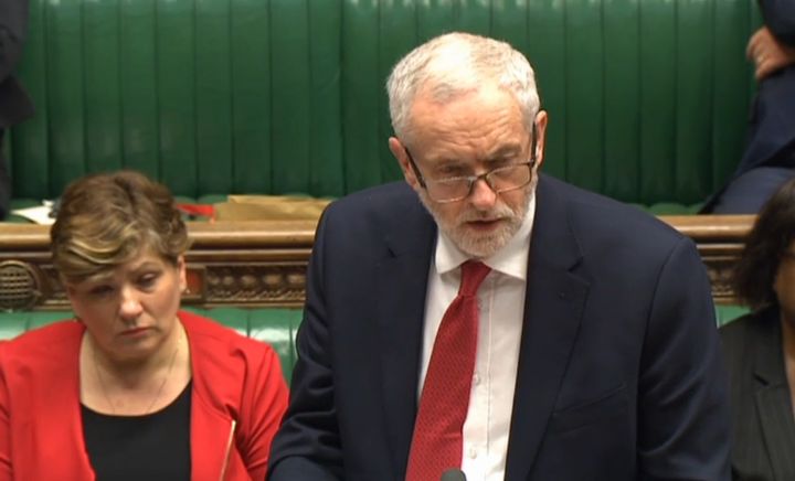 The Labour leader was met with loud heckles of 'disgrace' from the Tory benches