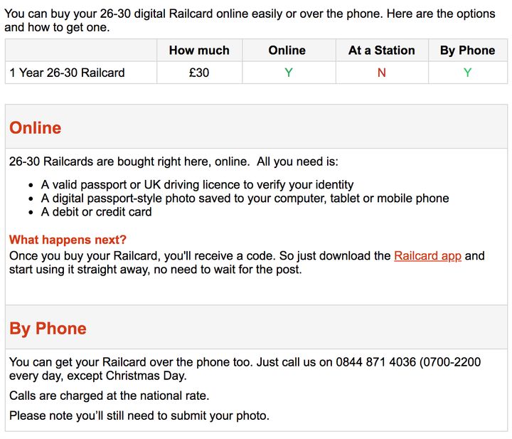 Advice on how to apply for a 26-30 railcard