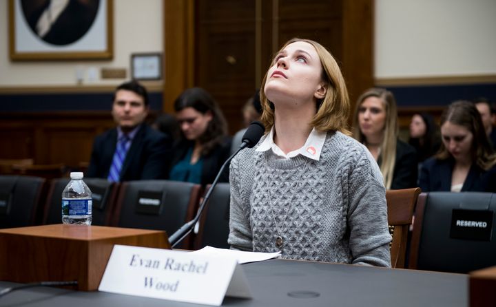 Actress Evan Rachel Wood testifies during a House Judiciary Committee hearing on sexual assault survivors' rights on Feb. 27. 