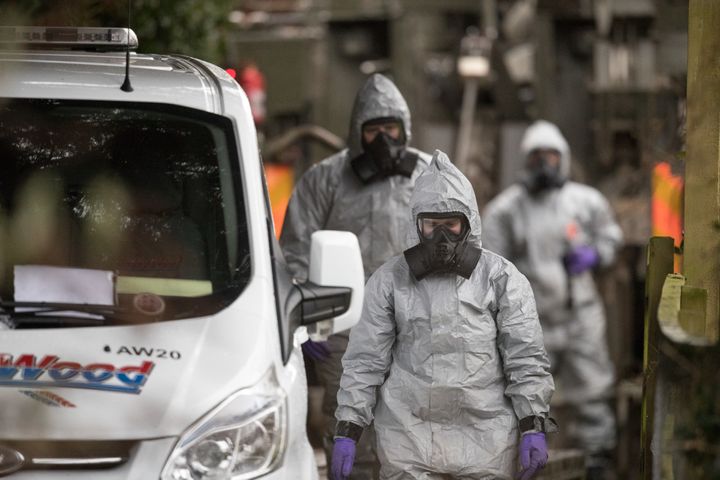 Investigators in protective clothing remove a van from an address in Winterslow near Salisbury, as police and members of the armed forces continue to investigate the nerve agent attack on Russian double agent Sergei Skripa on March 12, 2018 in Wiltshire, England. 