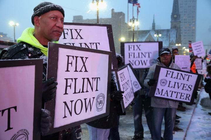 Flint residents sought to spotlight their city's water crisis when Republican presidential candidates held a debate in Detroit in March 2016.