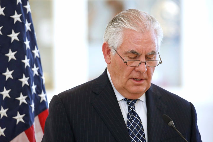 One day before he was ousted, now former Secretary of State Rex Tillerson addresses a news conference with Chad's Foreign Minister Mahamat Zene Cherif in N'Djamena, Chad.