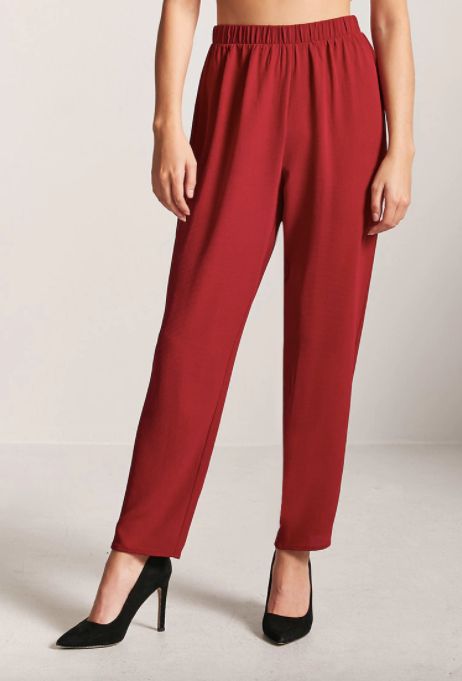 red high rise pants