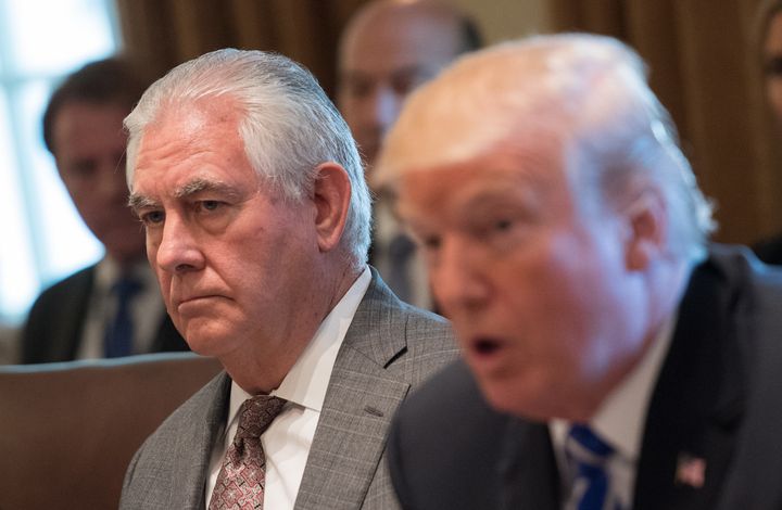 Then-Secretary of State Rex Tillerson and President Donald Trump at a Cabinet meeting on Nov. 20, 2017. 