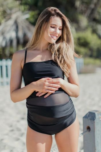 Black Cutout One Shoulder Maternity Bikini Set– PinkBlush