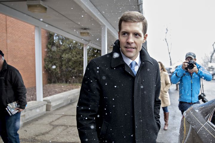 Democrat Conor Lamb arrives to vote in Carnegie, Pennsylvania, on Tuesday. His victory is a monumental pickup for Democrats.
