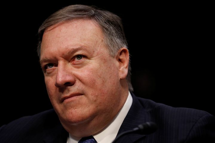 Pompeo testifies before the Senate Intelligence Committee on Capitol Hill, Feb. 13, 2018.
