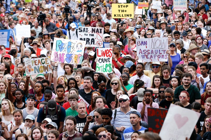 Activists and students from Marjory Stoneman Douglas High School attend a rally at the Florida Capitol on Feb. 21 in Tallahassee to protest gun violence after 17 people were killed at the school on Feb. 14.