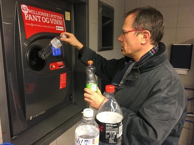 One of Norway's 'reverse vending machines' to recycle plastics. 