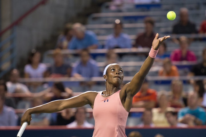 Sloane Stephens plays in the first round of the Rogers Cup tournament in Montreal on Aug. 4, 2014.