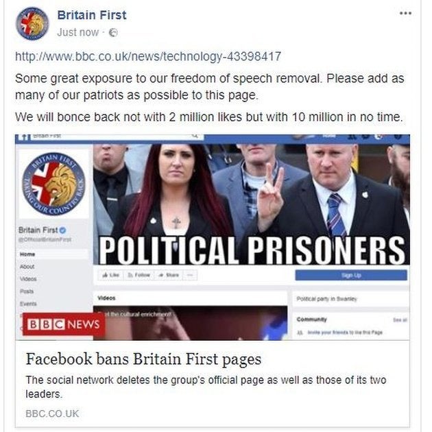 The Facebook page, which has now been removed