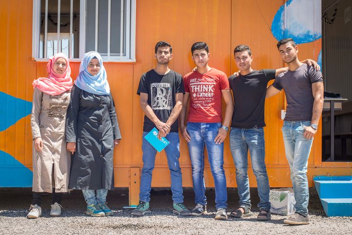 The time bank team (from left to right): Huda, Esraa, Mohammad, Yasser, Hassan, Abdullah