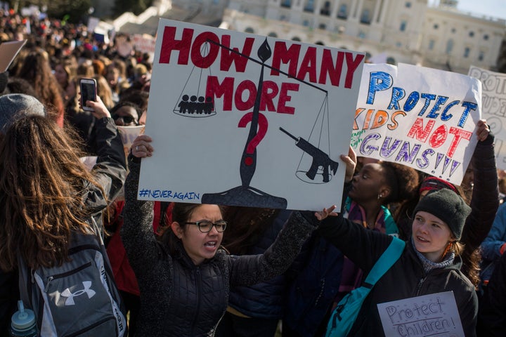 Demonstrators at a rally outside the Capitol on Wednesday as they call on Congress to act on gun violence preventi