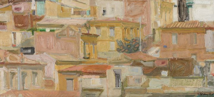 Παναγιώτης Τέτσης, «Τοπίο της Αθήνας» (1960). Ελαιογραφία σε καμβά. Συλλογή της Τράπεζας της Ελλάδος