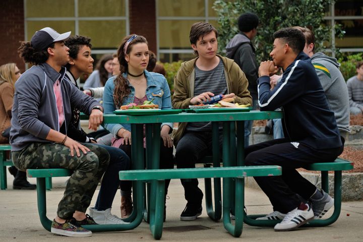 Starring in a gay teen rom-com “gave me a kick to reflect and think about how I wanted to deal with my internalized shame,” Lonsdale (far right, with his "Love, Simon" cast mates) said. 