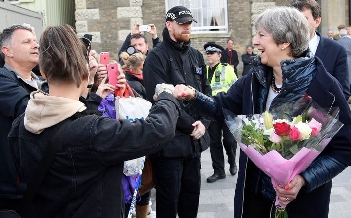 Theresa May in Salisbury on Thursday 