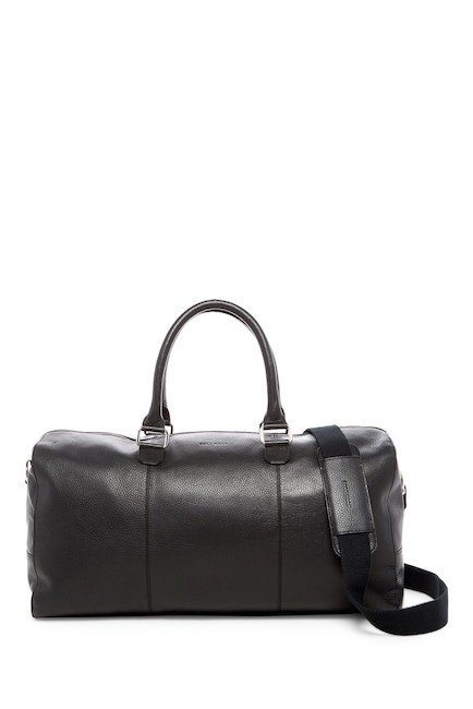 Andongnywell PU Leather Travel Duffel Bag Men's Top Zip Travel Duffel Bag Black Weekender Overnight Bag black 