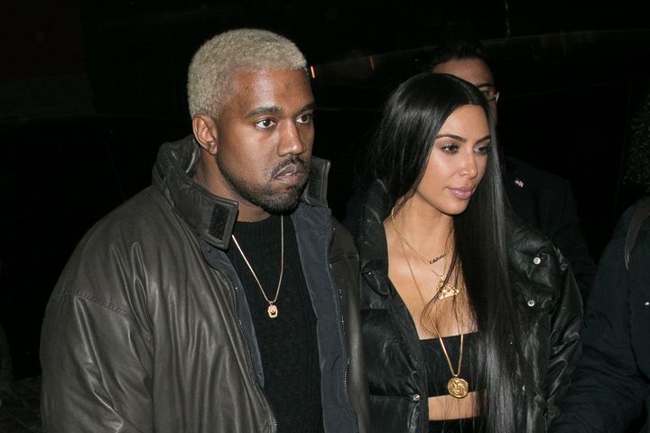 Kanye West and Kim Kardashian in New York last year