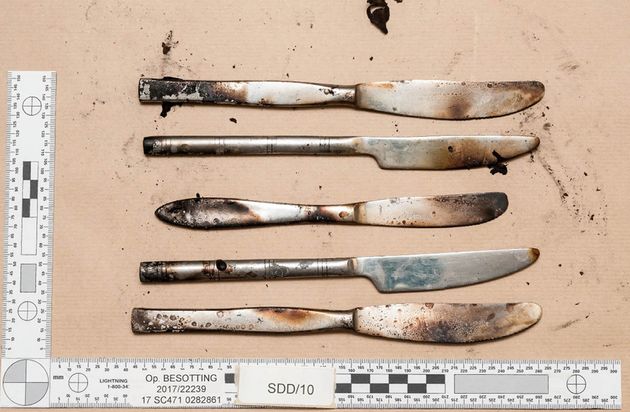 Components of the explosive device that exploded on the District Line train at Parsons Green