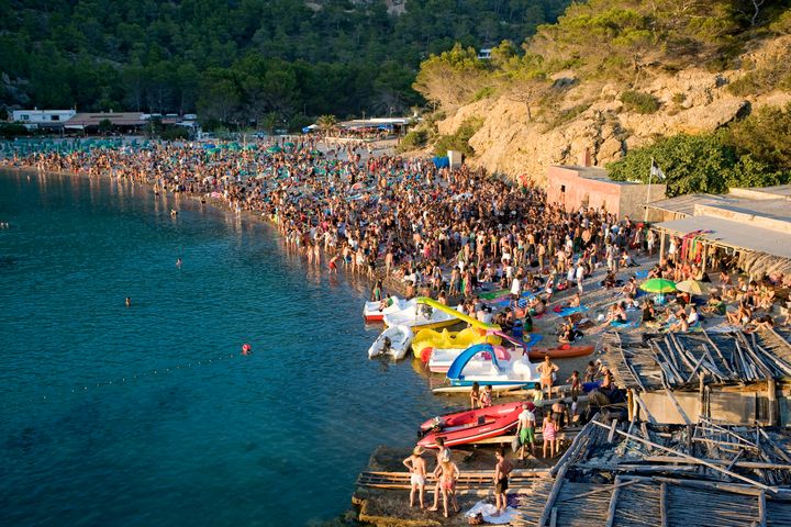 Benniras beach on Ibiza during summer. 