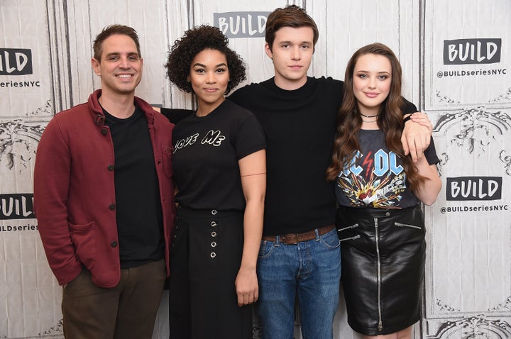 "Love, Simon" director Greg Berlanti with stars Alexandra Shipp, Nick Robinson and Katherine Langford.